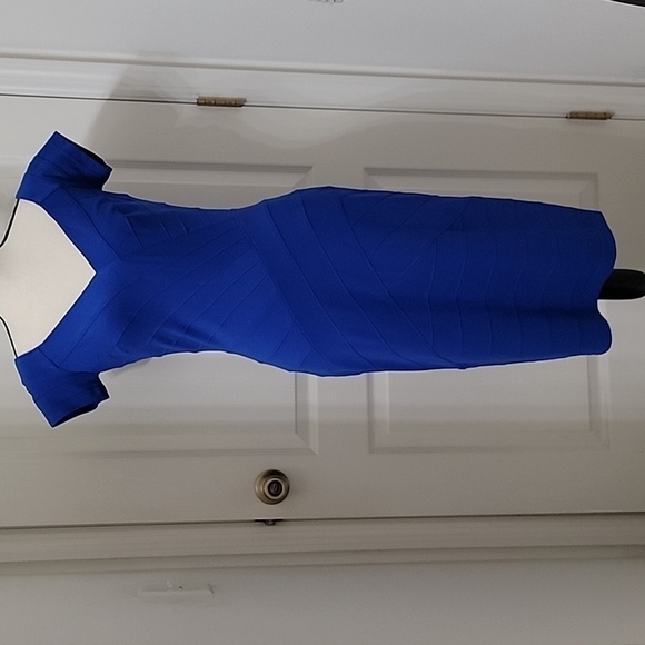 T by Tadochi Size Unknown Blue Bodycon Bandage Cocktail Dress, GUC - Picture 1 of 15
